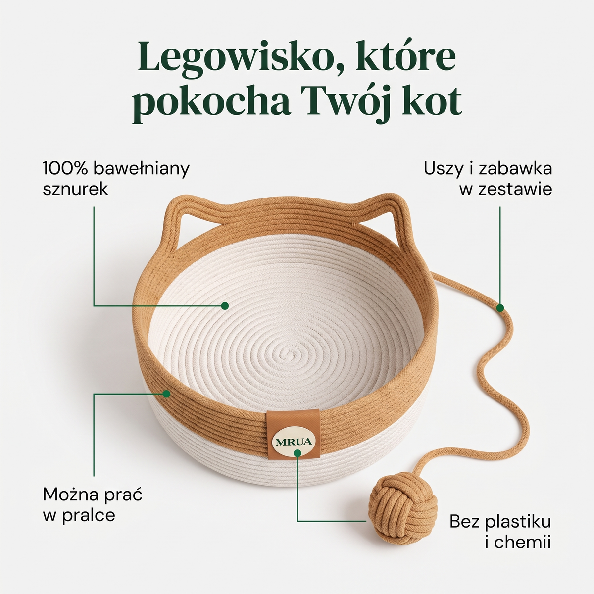 Legowisko MRUA – bawełniane gniazdo z drapakiem i zabawką